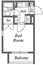 ユーレジデンス護国寺 2階1Kの間取り