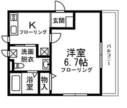 パインヒルズ 1Kの間取図画像