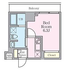 松戸市本町マンション 1Kの間取図画像