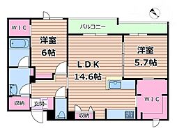阪急京都本線 上新庄駅 徒歩5分の賃貸マンション 4階2LDKの間取り
