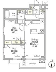 ミレーネ滝野川 2LDKの間取図画像