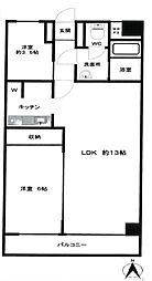 JR山手線 五反田駅 徒歩5分の賃貸マンション 9階2LDKの間取り