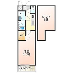 モンサント旭町 1Kの間取図画像