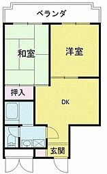 メゾンコム 2DKの間取図画像