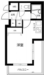 都営新宿線 曙橋駅 徒歩4分の賃貸マンション 2階ワンルームの間取り