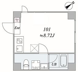 武蔵小山テラス 1階ワンルームの間取り