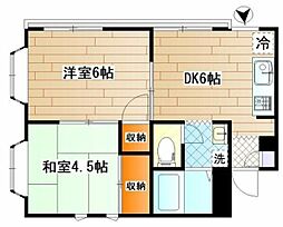 ワタナベビル 3階2DKの間取り