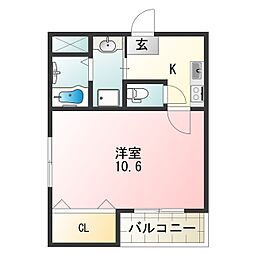フジパレス長吉川辺3番館 1Kの間取図画像