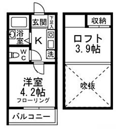 ジョンシェ高円寺 1階1Kの間取り