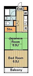 ジュネパレス相模原千代田 2Kの間取図画像