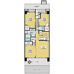 プラウド船橋一街区 1階3LDKの間取り
