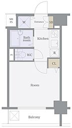 パークウェル浅草 4階1Kの間取り