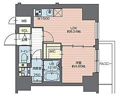 プレジオ西新井 15階1LDKの間取り