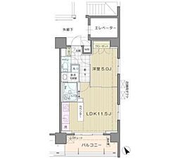 アンビエンテ芝浦 1LDKの間取図画像