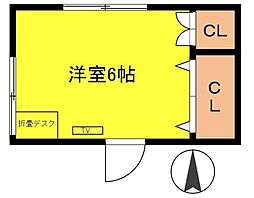 ＷＡＫＡＭＩＹＡハウス 2階ワンルームの間取り