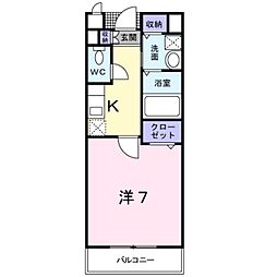 タカンド 2階1Kの間取り