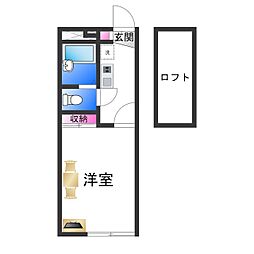 レオパレスＦａｉｒｙ 2階1Kの間取り