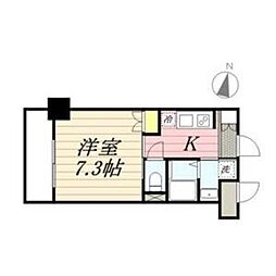 キルンズ西新 1Kの間取図画像