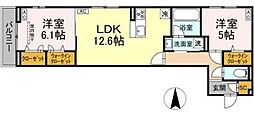 セレスティア西加平 2LDKの間取図画像