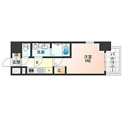 JR東西線 海老江駅 徒歩3分の賃貸マンション 12階1Kの間取り