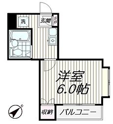 第二ハイツ桐原 2階1Kの間取り