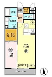 メルヴェーユ三郷中央A 1LDKの間取図画像
