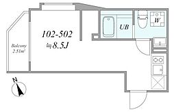 trias151 1Kの間取図画像