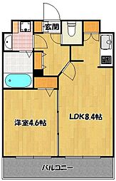 アルティザ博多プレミア 1LDKの間取図画像