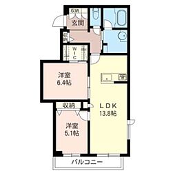 Belltree絆 2LDKの間取図画像