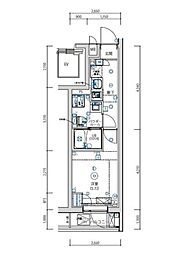 東急目黒線 不動前駅 徒歩3分の賃貸マンション 2階1Kの間取り