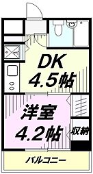 JR横浜線 片倉駅 徒歩10分の賃貸マンション 4階1DKの間取り