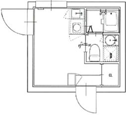 RSC西早稲田 2階ワンルームの間取り
