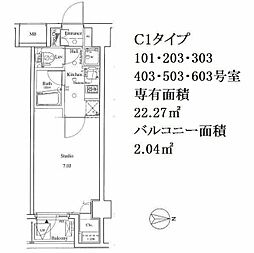 セントパレス王子 1Kの間取図画像