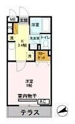 番匠参番館 1階1Kの間取り