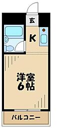 リエス多摩センター 4階1Kの間取り