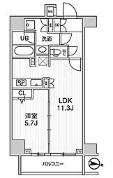 ジェノヴィア三ノ輪スカイガーデン 8階1LDKの間取り