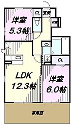 ファヴォーレ　III 1階2LDKの間取り