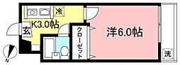 フローラハイム 1階1Kの間取り