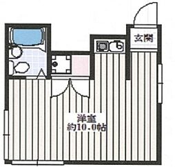ハウスYZ 2階ワンルームの間取り