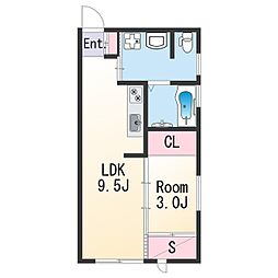 南海加太線 八幡前駅 徒歩5分の賃貸アパート 1階1LDKの間取り