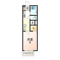 旭ハイツ 1Kの間取図画像