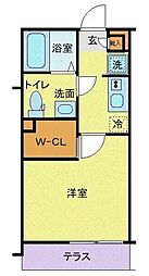 JR常磐線 松戸駅 徒歩10分の賃貸マンション 1階1Kの間取り