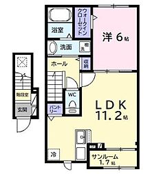 ヒカルサ市原姉ヶ崎ウエスト 2階1LDKの間取り