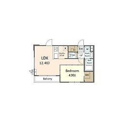 アゼリア（七国6） 1階1LDKの間取り