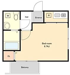エスポワール 3階ワンルームの間取り