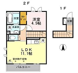 サウスタウンH.T 1LDKの間取図画像