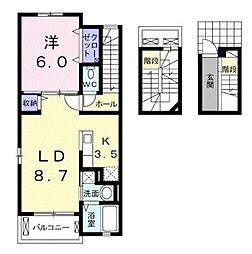 サウスレジデンス　ミヤビ 3階1LDKの間取り