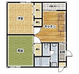 メゾン春風 1階2DKの間取り