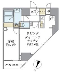 板橋区蓮沼町マンション 1LDKの間取図画像