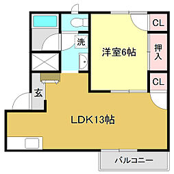 フレグランス関 1LDKの間取図画像